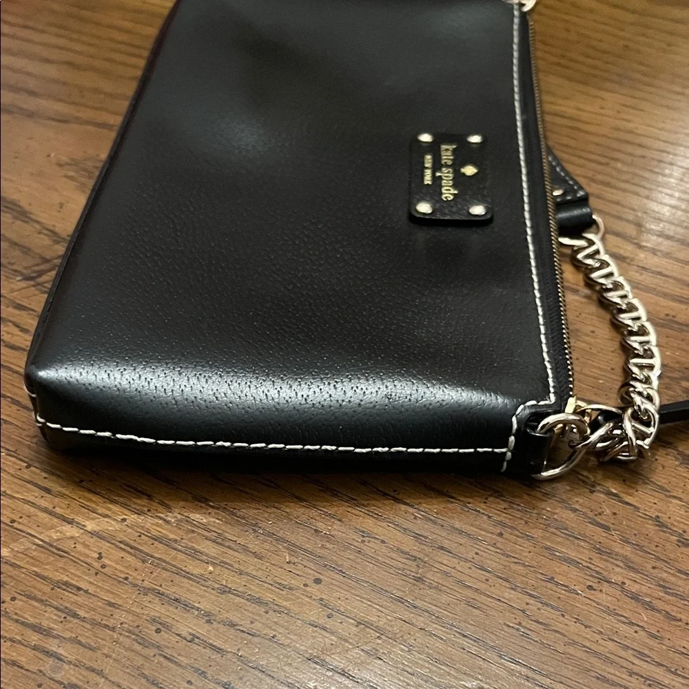 Kate Spade‎ Black Leather Zip Chain Baguette Bag